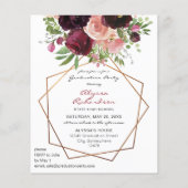 Budget Burgund & Pink Floral Fr Grad Party Foto Flyer (Hinten)