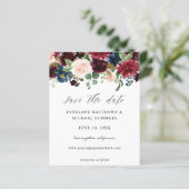 Budget Burgund & Pink Floral Save the Date (Stehend Vorderseite)