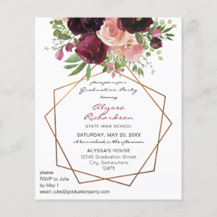 Budget Burgund & Rosa Florales Fr Grad Party Foto