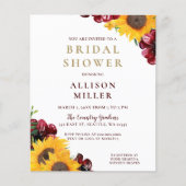 Budget Burgund Rustic Bridal Dusche Einladung (Vorderseite)