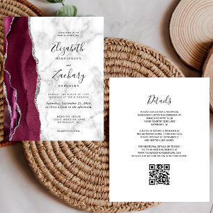 Budget Burgunder Achat Marmor QR Code Hochzeit