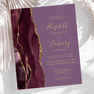 Budget Burgunder-Gold-Achat-Mauve-Hochzeits-Einlad
