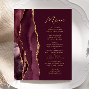 Budget Burgunder Gold Achat Schrift Hochzeitsmenü