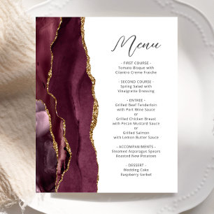 Budget Burgunder Gold Achat Schrift Hochzeitsmenü