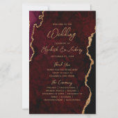 Budget Burgunder Roter Gold Achat Hochzeitsprogram (Vorderseite)