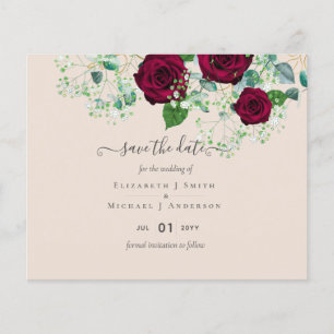 BUDGET Burgunderrose Eukalyptus Hochzeit Flyer