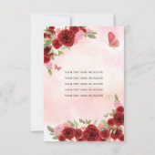 Budget Burgundi Gold Floral Prinzessin Quinceañera Mitteilungskarte (Rückseite)