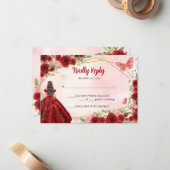 Budget Burgundi Gold Glitzer Floral Princess UAWG Mitteilungskarte (Vorderseite/Rückseite Beispiel)