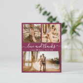 Budget Burgundy 3 Foto Collage Wedding Vielen Dank (Stehend Vorderseite)