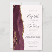 Budget Burgundy Agate Blush QR Code Hochzeit (Vorderseite)