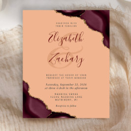 Budget Burgundy Agate Corners Peach Hochzeit
