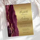 Budget Burgundy Agate Gold Wedite Einladung