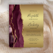 Budget Burgundy Agate Gold Wedite Einladung