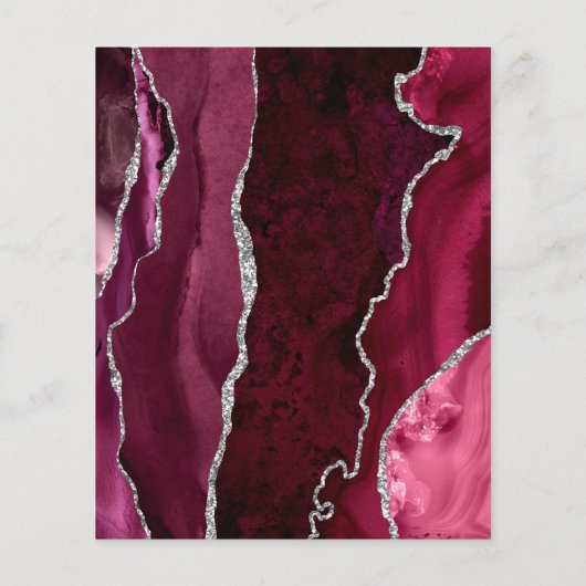 Budget Burgundy Agate Marble Calligraphy Wedding (Rückseite)