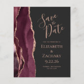 Budget Burgundy Agate Rose Gold Save the Date (Vorderseite)