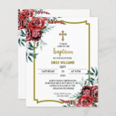 Budget Burgundy Bloral Taufen Einladung (Vorne/Hinten)