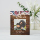 Budget Burgundy Blue Floral Lace Wedding RETT DATE (Stehend Vorderseite)