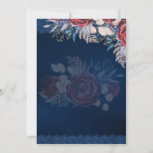Budget Burgundy Blue Floral Lace Wedding RETT DATE Einladung (Rückseite)