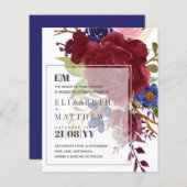 Budget Burgundy Blue Modern Floral Wedites (Vorne/Hinten)