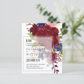 Budget Burgundy Blue Modern Floral Wedites (Stehend Vorderseite)