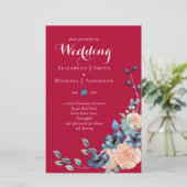 Budget Burgundy Blue Peach Floral Wedding (Stehend Vorderseite)