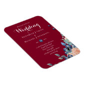Budget Burgundy Blue Peach Floral Wedding Magnet (Rechte Seite)