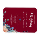 Budget Burgundy Blue Peach Floral Wedding Magnet (Horizontal)