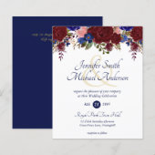 Budget Burgundy Blue Pink Hochzeitseinladungen (Vorne/Hinten)