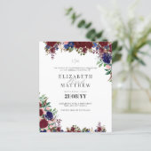 Budget Burgundy Blue Rose Moderne Hochzeiten Einla (Stehend Vorderseite)
