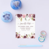 Budget Burgundy Blume Save the Date floral Flyer (Einzeln)