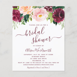 Budget Burgundy Blumendusche Einladung