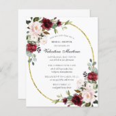 Budget Burgundy Blumendusche Einladung (Vorne/Hinten)