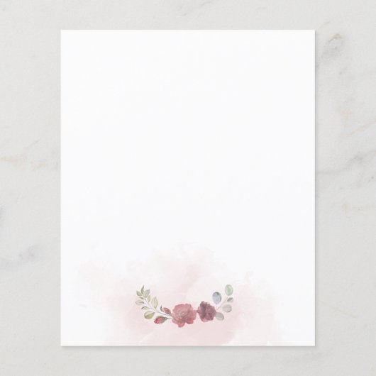 Budget Burgundy Blumendusche Einladung (Rückseite)