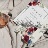 Budget Burgundy Blumengrün Save the Date Flyer