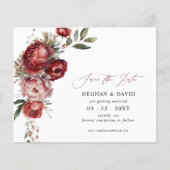 Budget Burgundy Blush Bloral Save the Date (Vorderseite)