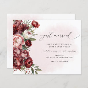Budget Burgundy Blush Bloral Wedding Ankündigung
