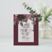 Budget Burgundy Blush Bloral Wedding Einladung SAT (Stehend Vorderseite)