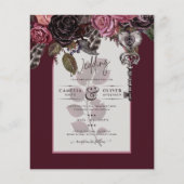 Budget Burgundy Blush Bloral Wedding Einladung SAT (Vorderseite)