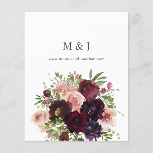 Budget Burgundy & Blush Bloral Wedding on White Flyer (Hinten)