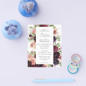 Budget Burgundy & Blush Bloral Wedding on White Flyer (Einzeln)