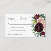 Budget Burgundy & Blush Floral 3SM Keine UAWG Begleitkarte (Vorderseite)