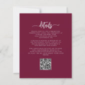 Budget Burgundy Blush Floral QR Code Wedding (Rückseite)