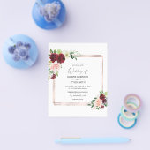 Budget Burgundy & Blush Pink 4 Blumengolden Hochze Flyer (Einzeln)