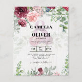 BUDGET Burgundy Blush Pink Floral Wedding INVITE (Vorderseite)