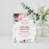 BUDGET Burgundy Blush Pink Floral Wedding INVITE (Stehend Vorderseite)