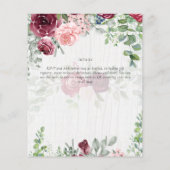 BUDGET Burgundy Blush Pink Floral Wedding INVITE Flyer (Hinten)