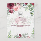 BUDGET Burgundy Blush Pink Floral Wedding INVITE Flyer (Hinten)