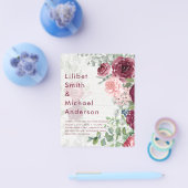 BUDGET Burgundy Blush Pink Floral Wedding INVITE Flyer (Einzeln)
