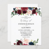 Budget Burgundy Blush Pink & Navy Blumenhochzeit 2 (Vorne/Hinten)