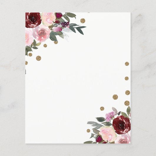 Budget Burgundy Blush Probe Einladung (Rückseite)